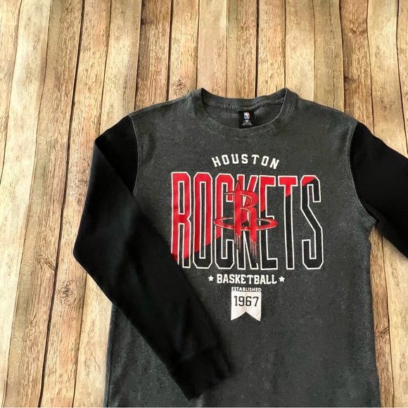 NBA Houston Rockets long sleeve waffle knit Crewneck sweatshirt | size medium - Picture 2 of 9